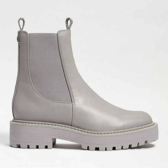 Sam Edelman Laguna Pebble Grey Leather Chelsea Moto Pull On Boots Sz 7 - Picture 4 of 10